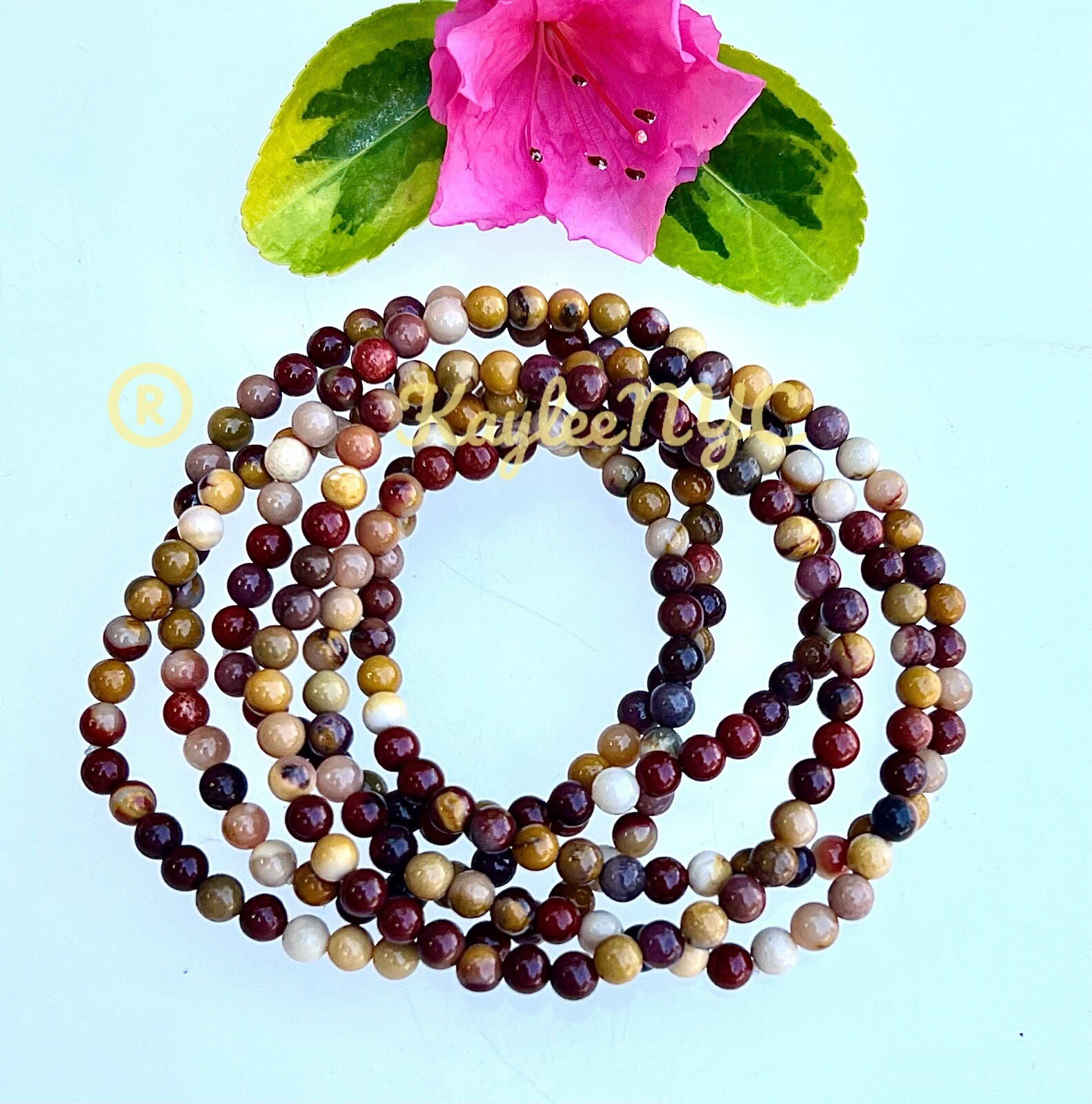 Wholesale Lot 6 Pcs Natural Mookaite 4mm 7.5” Crystal Stretch Bracelet