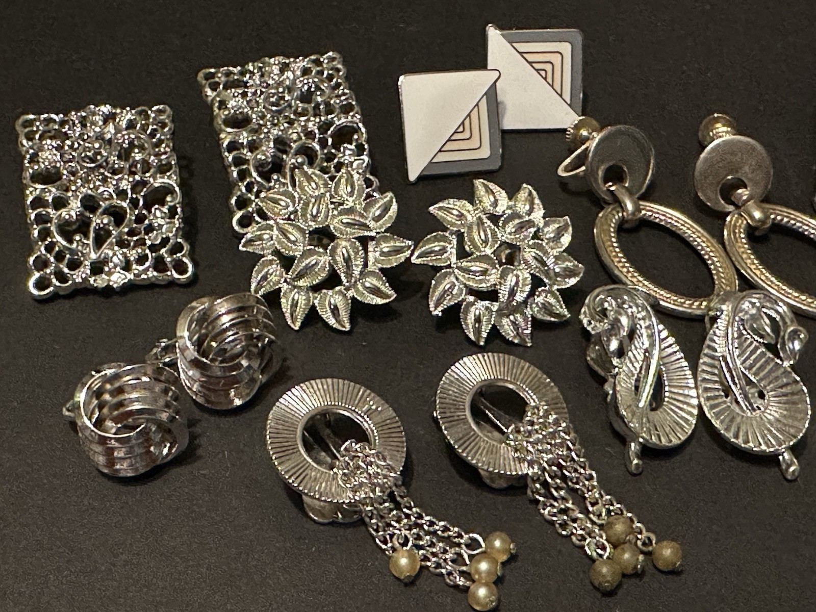 Signed Vintage clip earrings 57 pairs. Trifari, Jomaz, Bogoff and more!