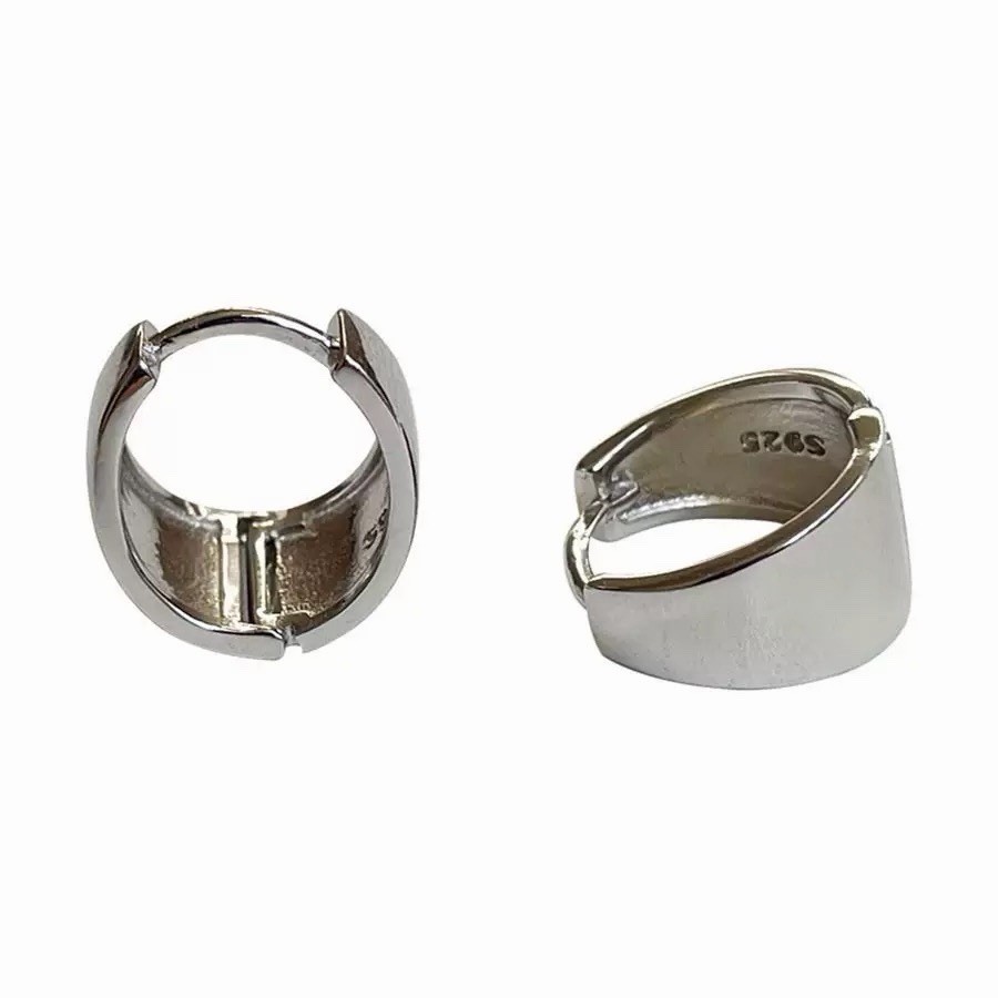925 Silver Chunky Huggie Hoop Earrings Minimalist Wide Small Hoops for Women 443