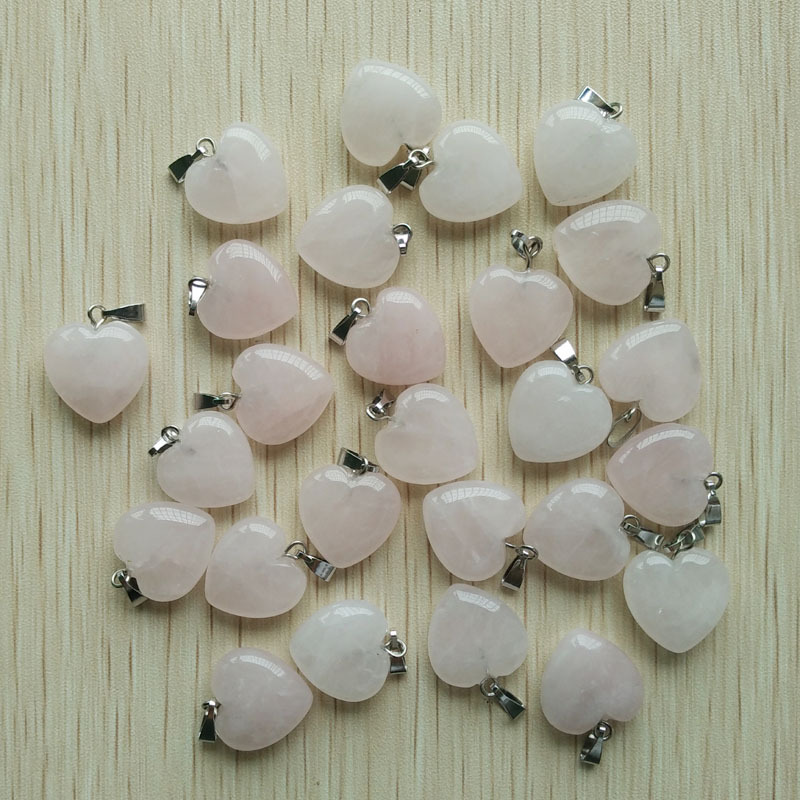 Natural Rose Quartz Stone Love Heart Charms Pendants 16mm 50pcs/lot Wholesale