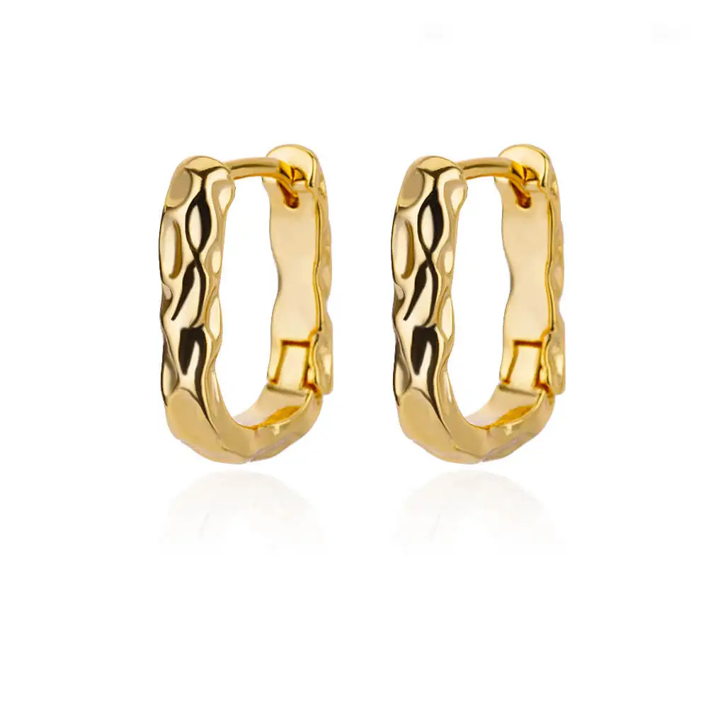 Huggie Hoop Earrings Women Gold Stainless Steel CZ Trendy Snowflake Flower