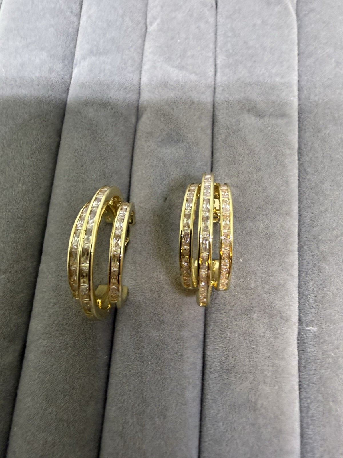 Simulated Diamond Hoop Earrings In Goldtone 1.00 Carat, 1 Inch