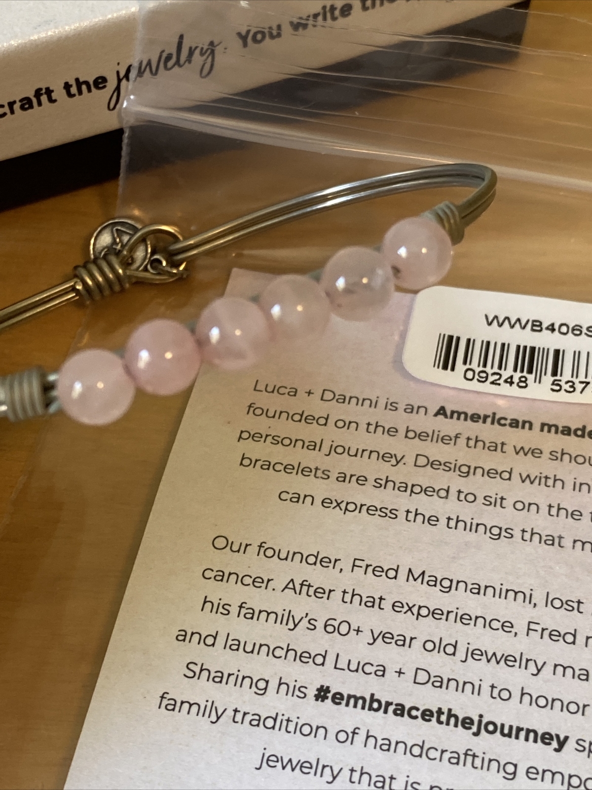 REGULAR Rose Quartz NEW Luca + Danni USA Bracelet Hook Clasp Silver Tone