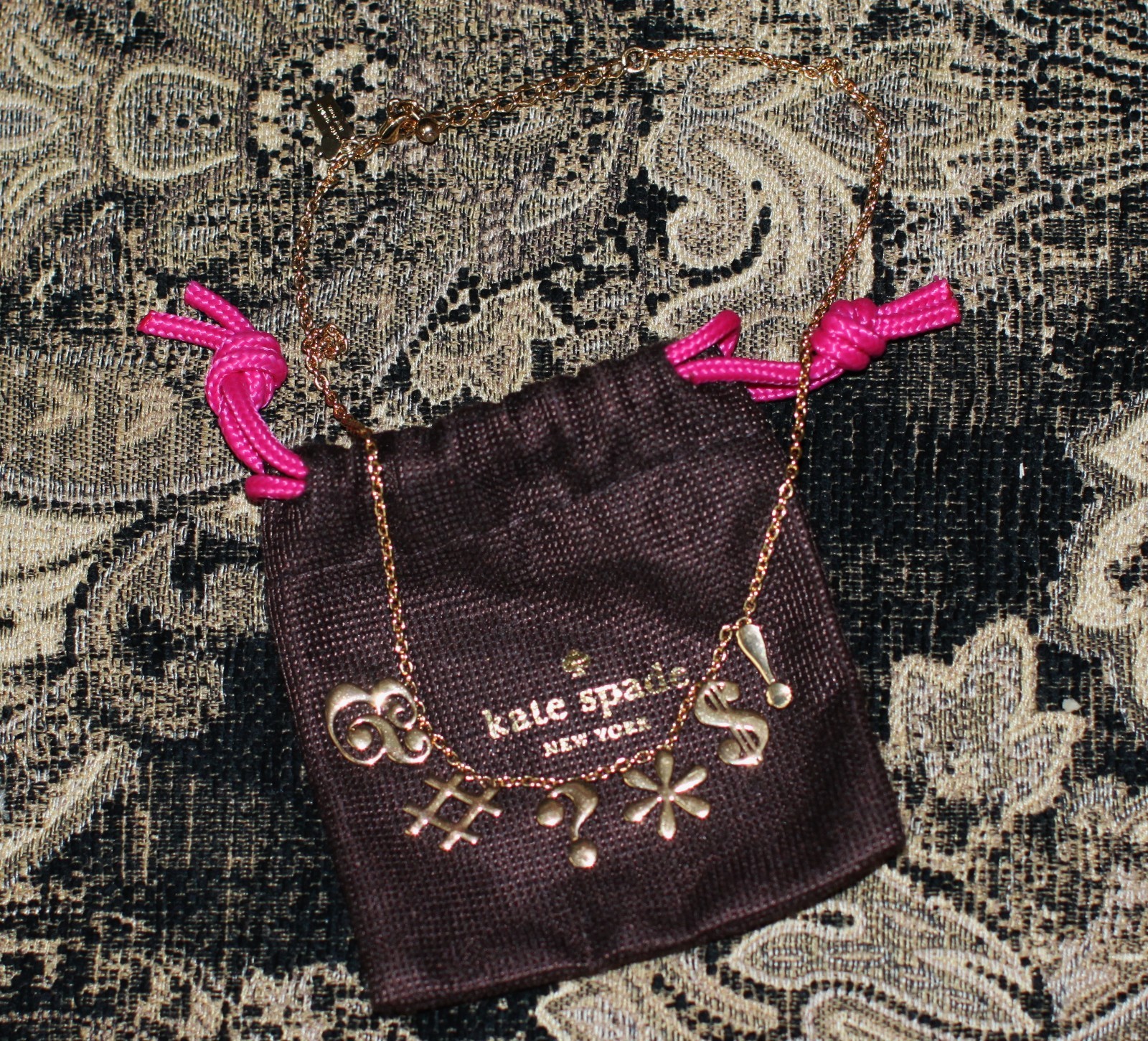 KATE SPADE NEW YORK GOLD CHARM NECKLACE SAY YES IDIOM “PARDON MY FRENCH”