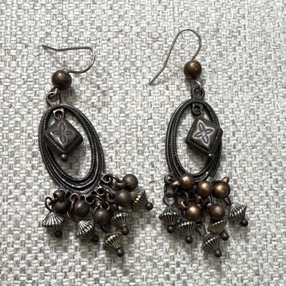 Vintage bohemian tribal-style chandelier earrings
