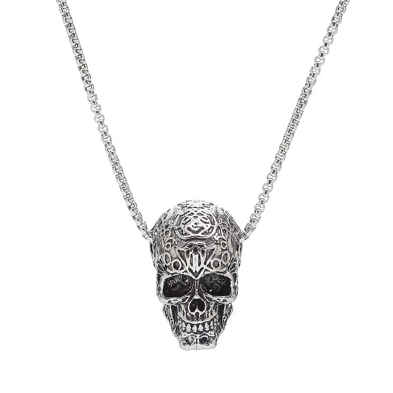Men’s Retro Alloy Steel Skull Pendant Necklace Vintage Gothic Punk Jewelry Gift