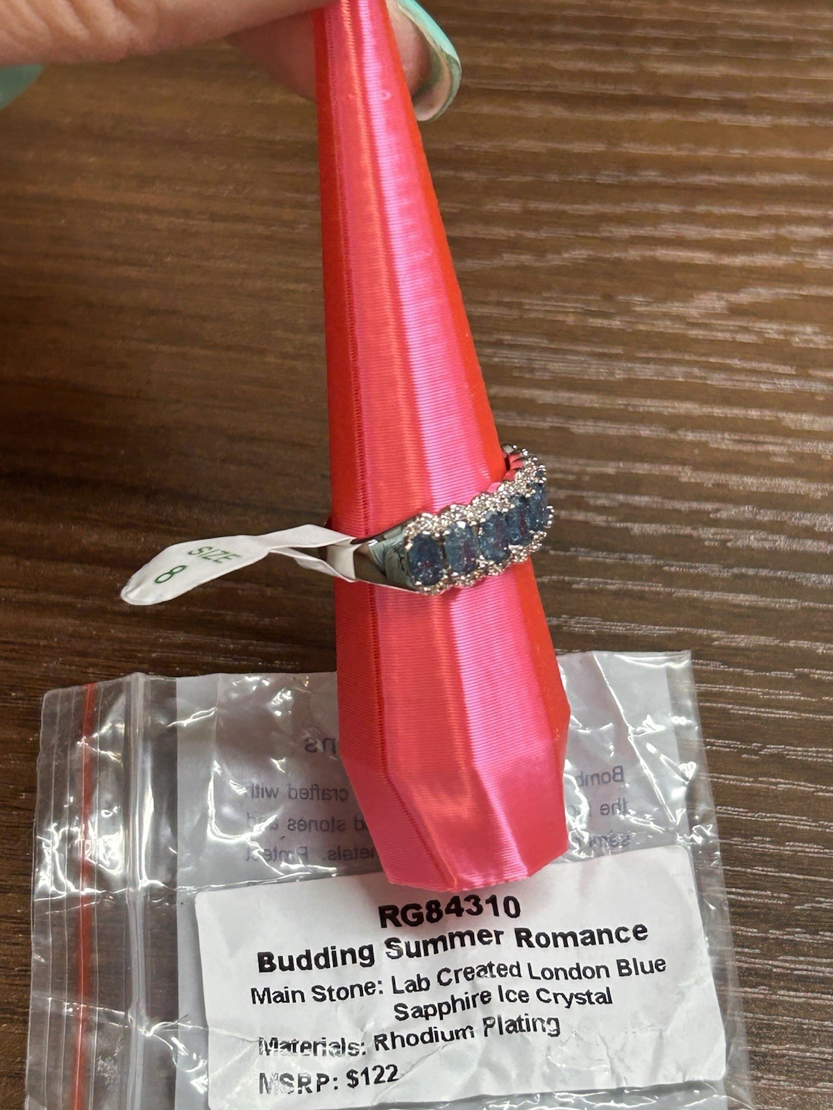 Bomb Party OG Ring Size 8 “bussing Summer Romance” RG84310 London Blue Rhodium