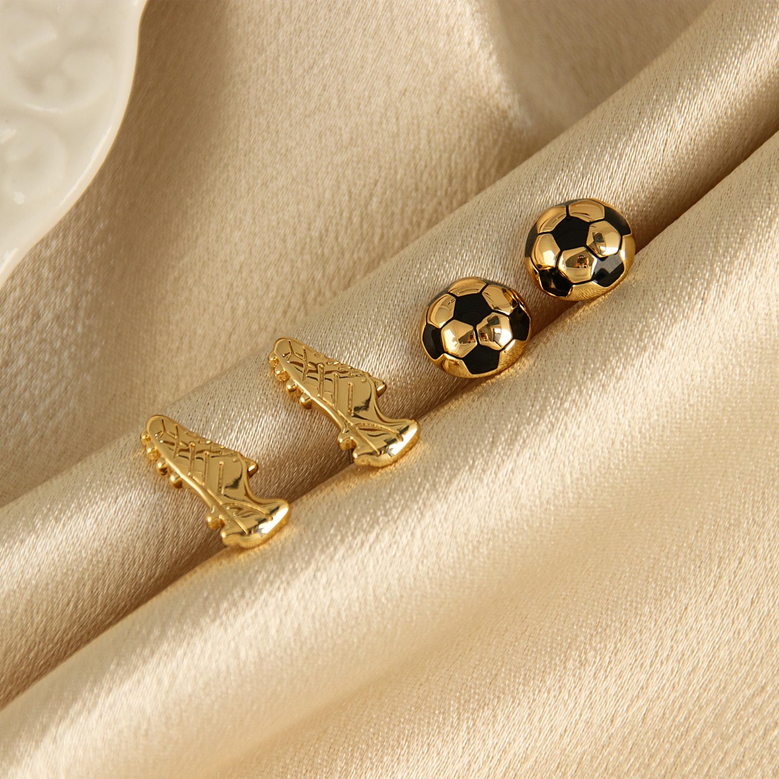 Sport-Themed Statement Earrings – 2 Pairs Novelty Studs for Women, Sports Jewelr