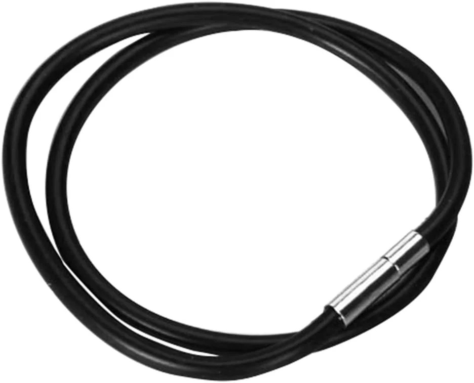 Necklace Rubber Rope Necklace with 3Mm Black Stainless Steel Clasp 18-Inch, Whit