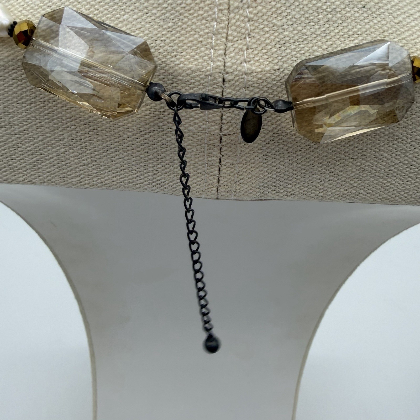 Vtg Sterling Silver Pearl Crystal Necklace Signed Donna Dresler Statement