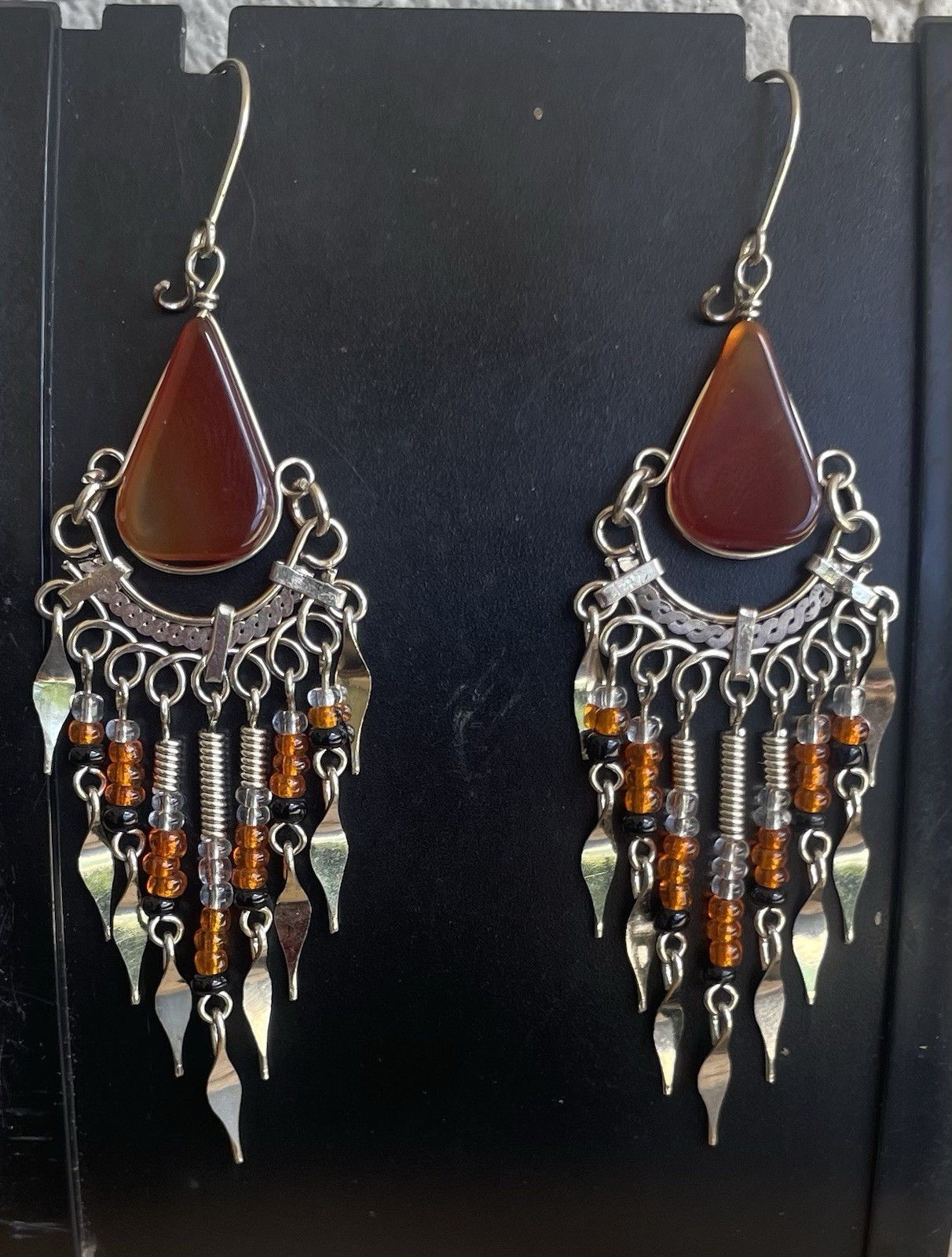 10 Pairs Peruvian Semi-Precious Stone Earrings Handmade Dangle Lot Peru Boho