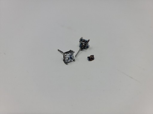 Luvami Stud Earrings Cubic Zirconia Square With Regular Backing
