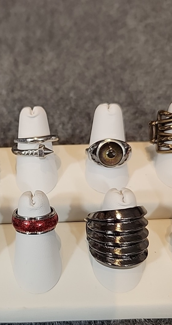 Jewelry 12 Rings Gothic Theme Adjusts Sized Stretch Lot #188 See Description