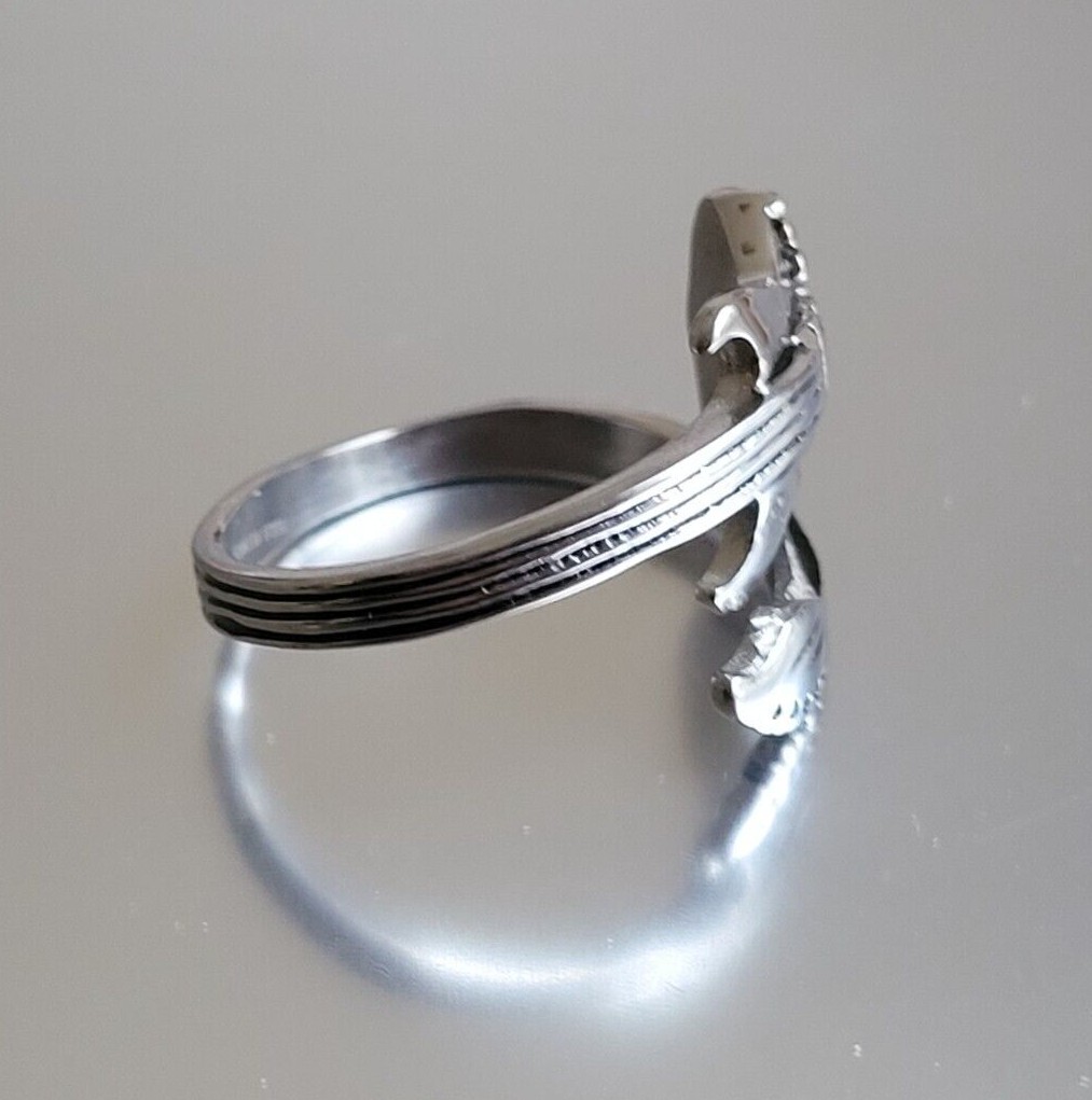 Stainless Steel Guitar Spoon Ring – Musician Adjustable Boho Band