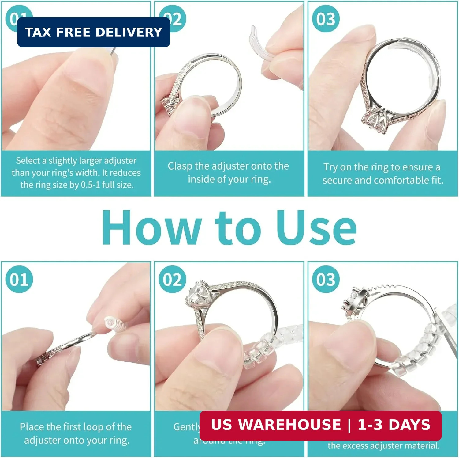 Ottemax Ring Sizers for Loose Rings – 12Pack, 12 Sizes, Ring Guards for Women& M