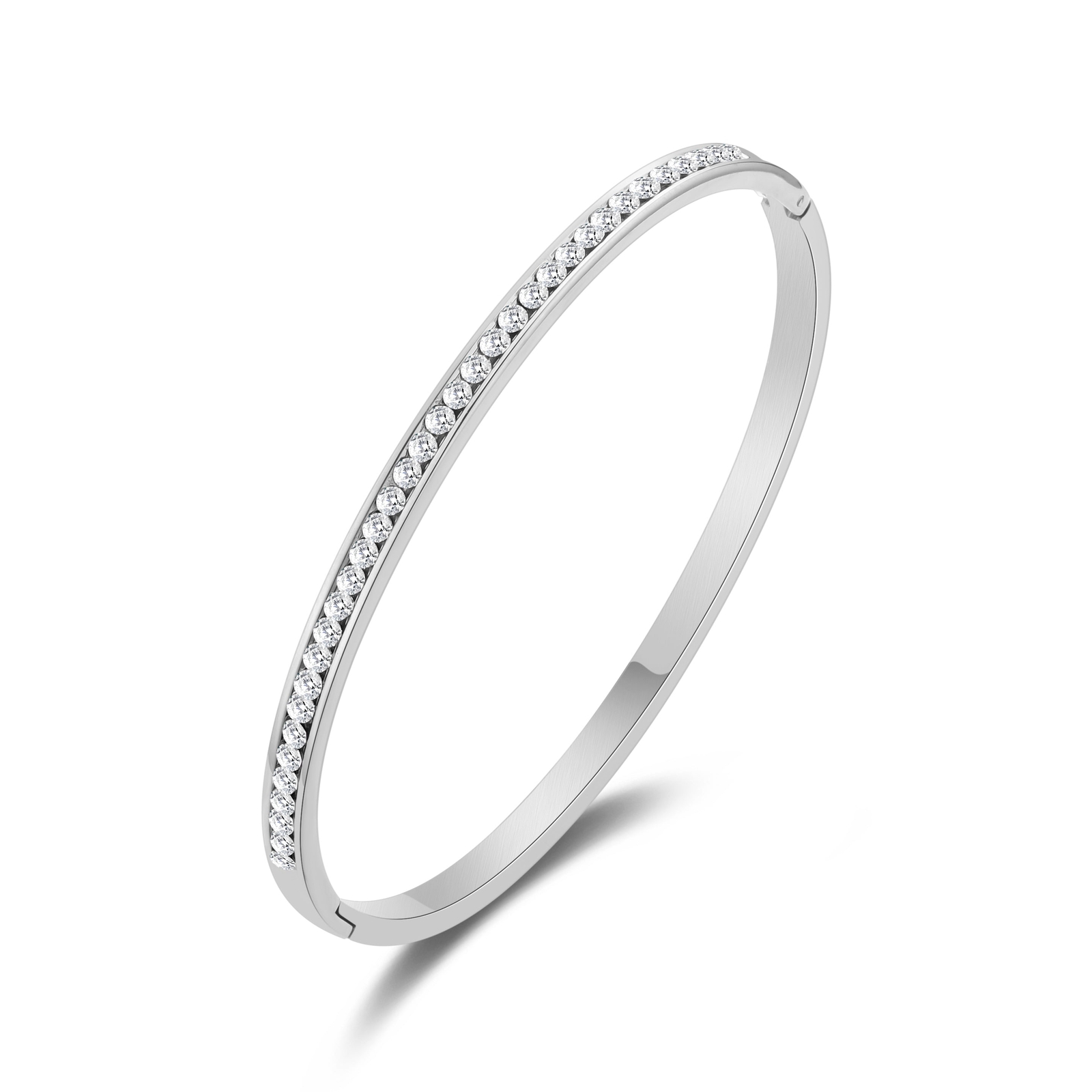 Channel Set Bangle Created with Zircondia® Crystals