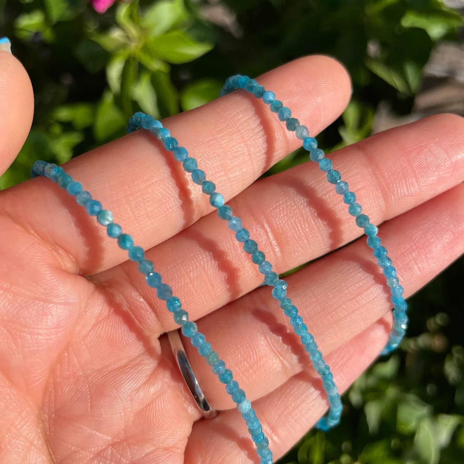 High Quality Apatite Beaded Healing Water Resistant Crystal Boho Anklet Bracelet