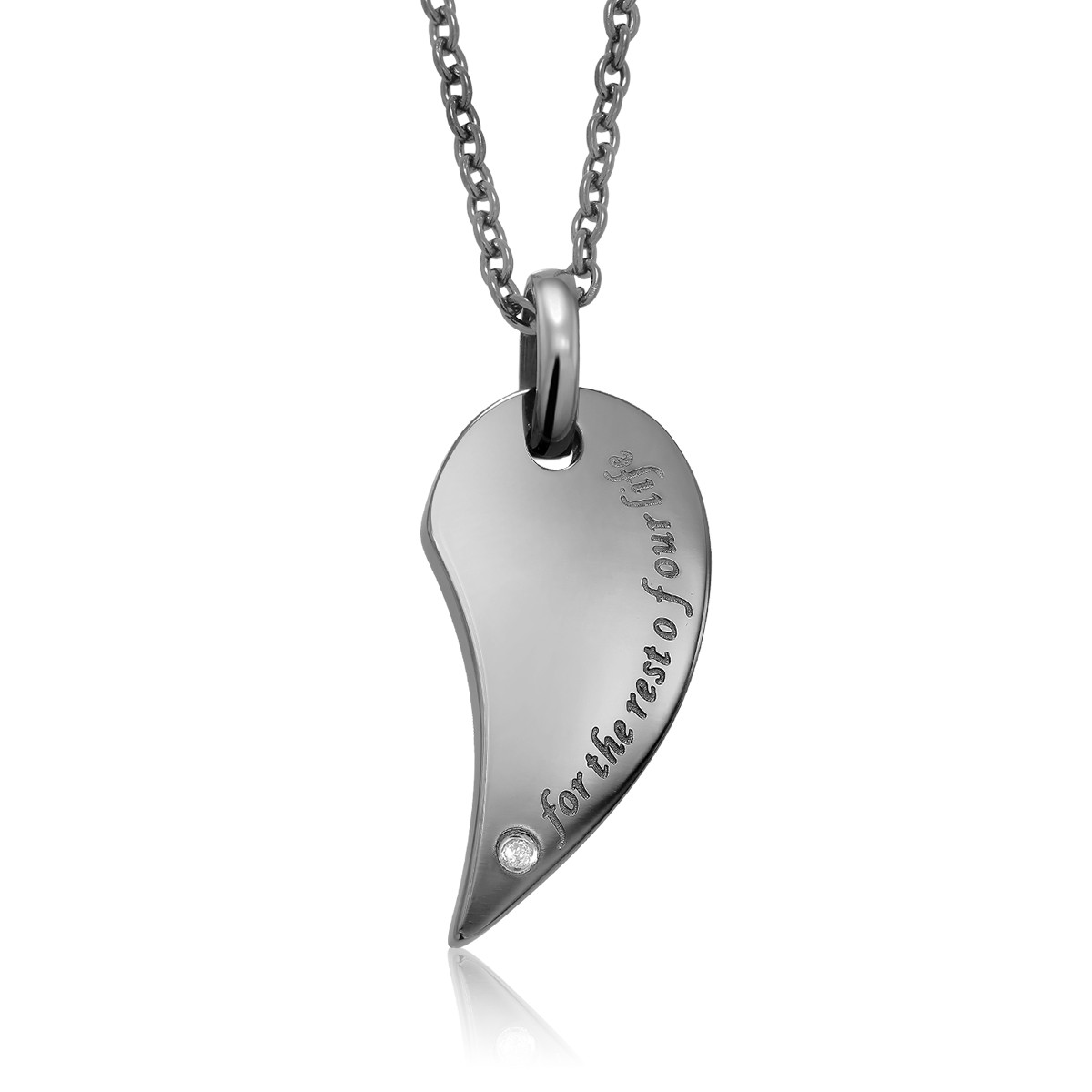 Stainless Steel You and Me Color Leaf Pendant Set With Diamond Accent