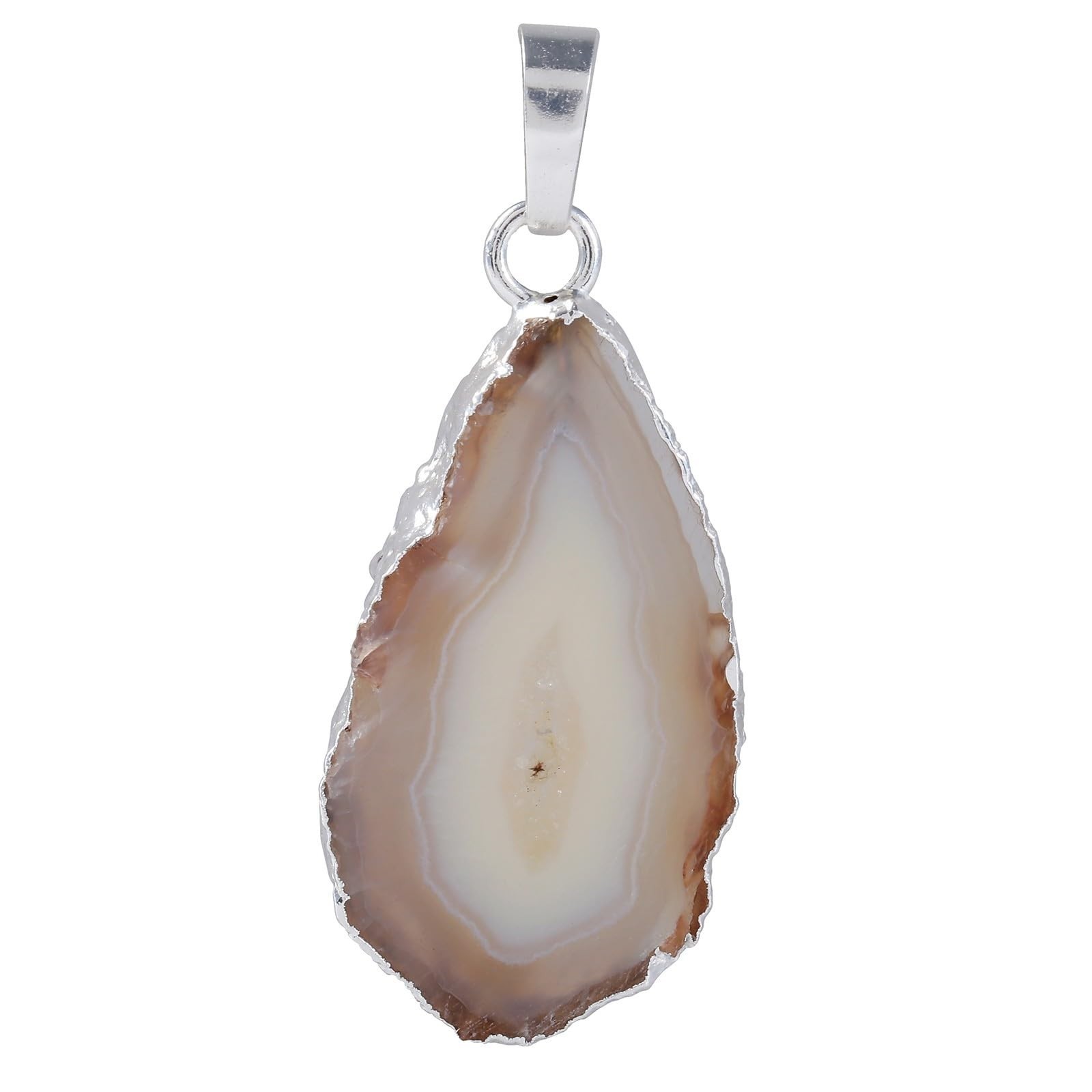 Druzy Agate Pendant Necklace – Irregular Slice Healing Crystal Jewelry for Women