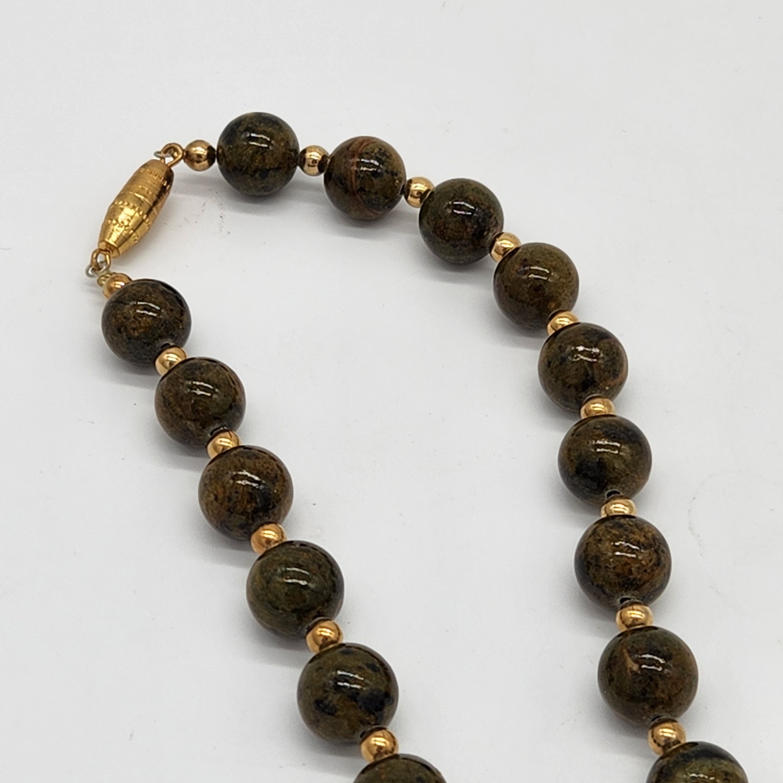 Dark Brown Semi Precious Stone Bead Necklace With Barrel Clasp
