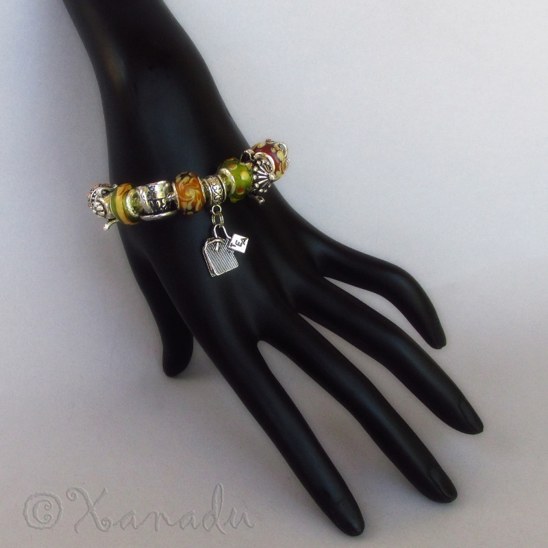 Colors Of Tea European Charm Bracelet – Green, Red, Gold Beads With Tea Charms