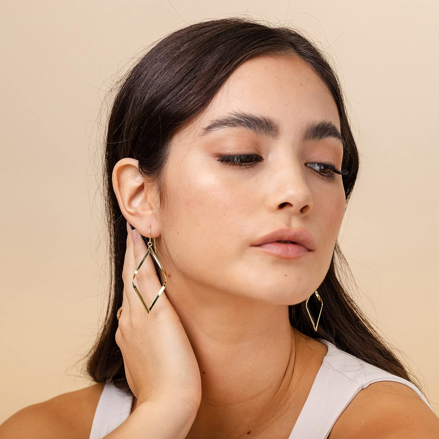 14K Gold Plated Dangle Earrings for Women | Infinity Cute Hanging Hoop Earrings