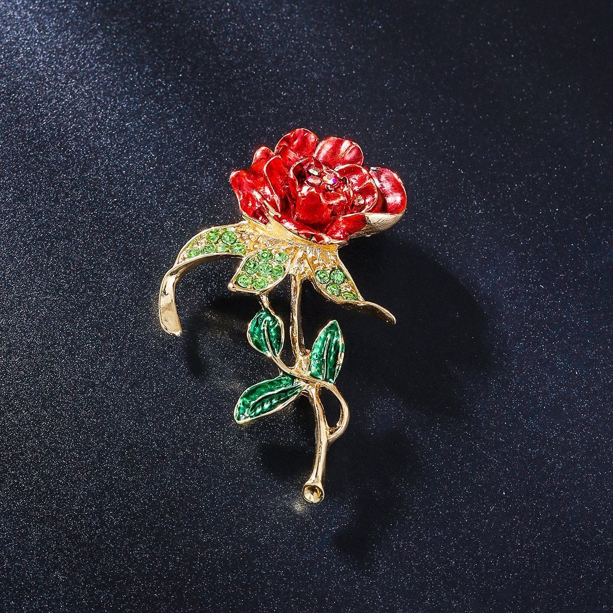 Fashion Rose Brooch Red Enamel Lapel Pin Women Bag Accessory