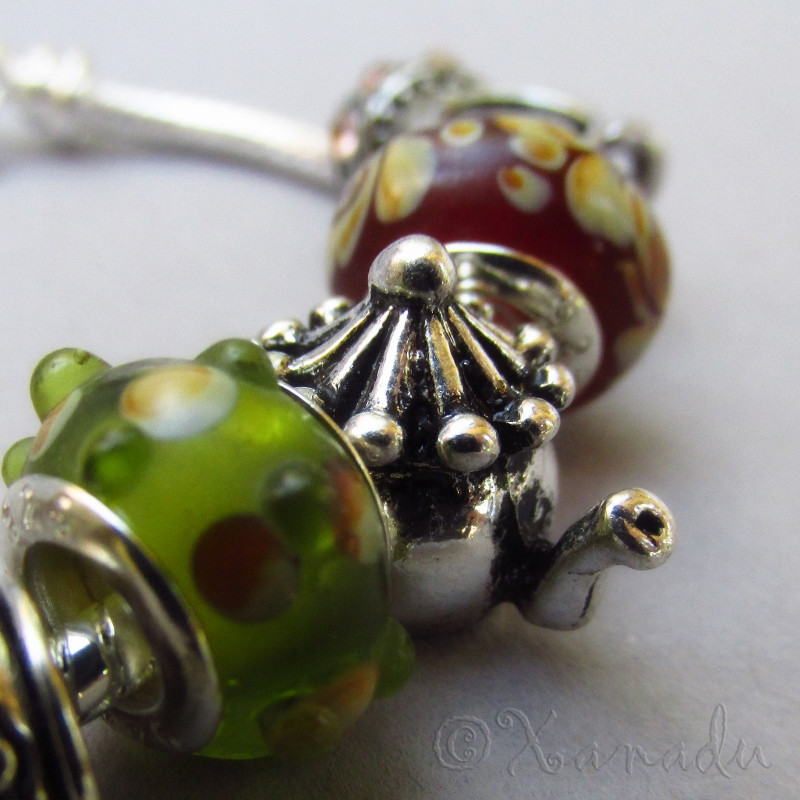 Colors Of Tea European Charm Bracelet – Green, Red, Gold Beads With Tea Charms
