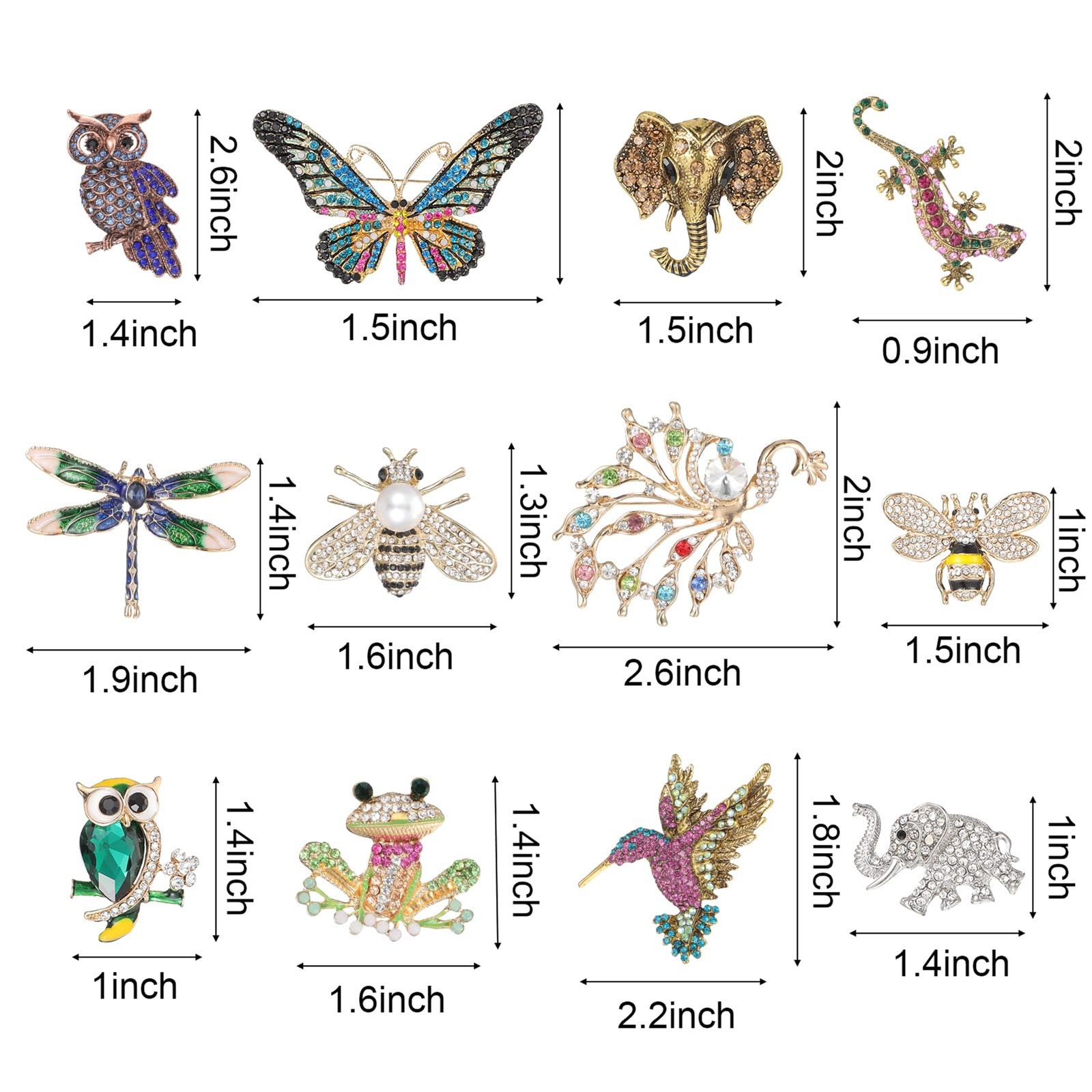 12pcs Women Brooches Bulk Set,Rhinestone Crystal Vintage Brooch Pins,Retro Broch