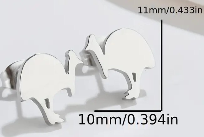 Cassowary/Emu Stud Earrings Stainless Steel Black/Gold Color/Silver Color
