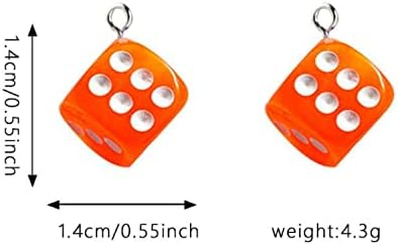 24 Pcs Assorted Resin Cubic Dice with Eyelet Loop Bracelet Earring Charms for Je