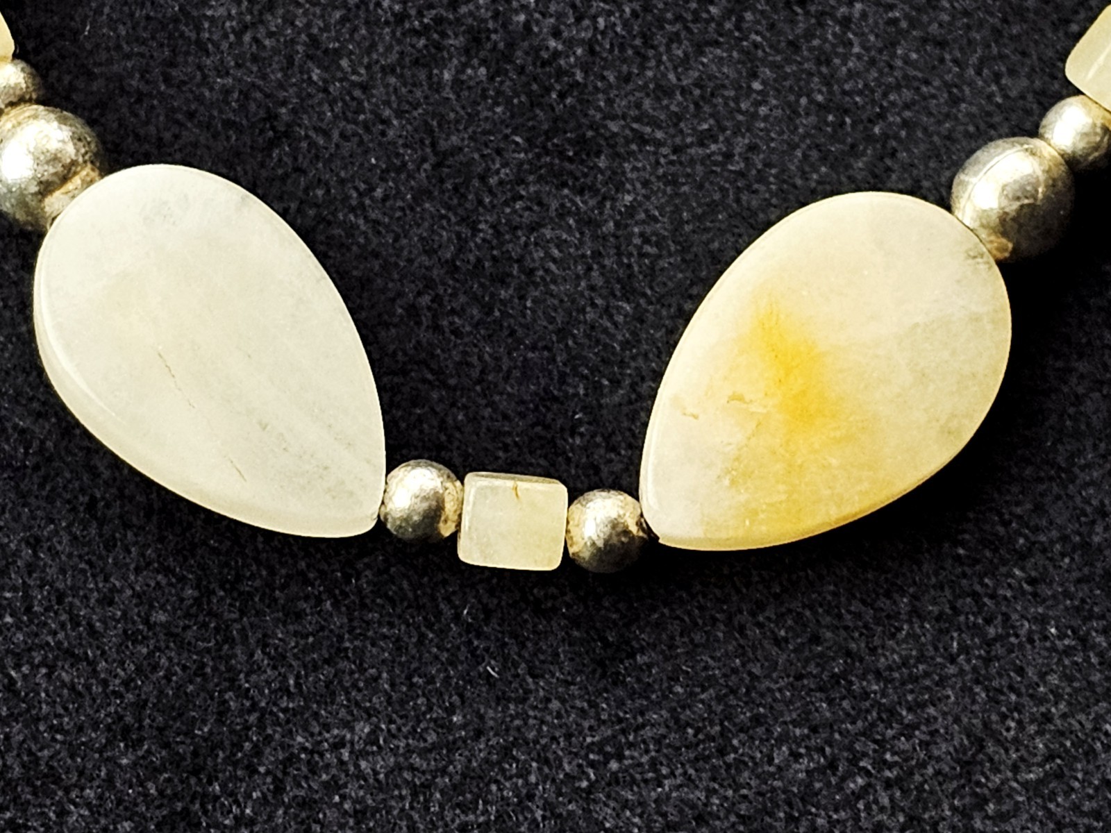 Yellow Adventurine Stone Necklace & Bracelet Set 16″/7″ Teardrops & Squares 30 g