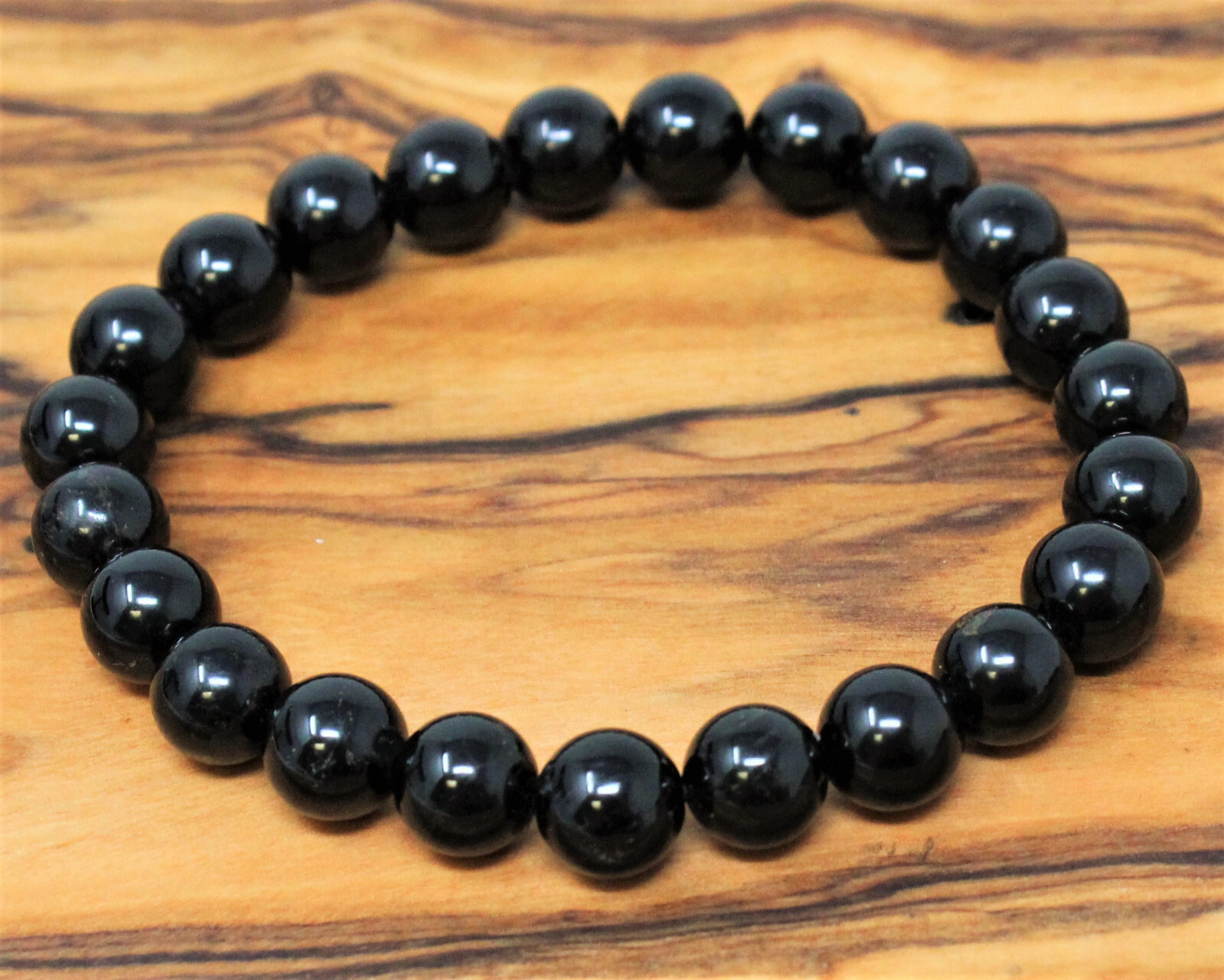Jet Bead Bracelet: 8 mm Round Crystals (Jet Bracelet, Jet Gemstone Bracelet)
