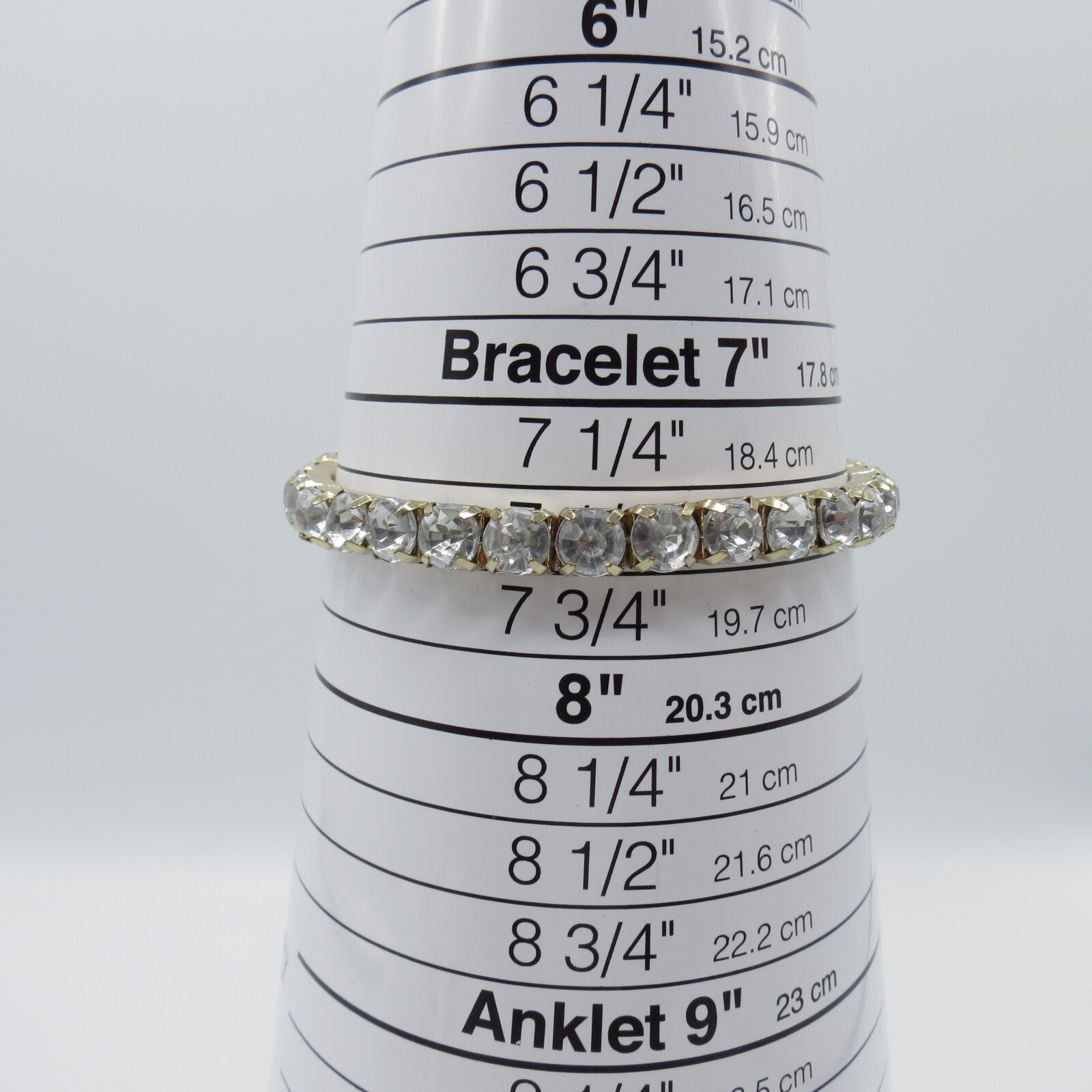 Rhinestone Stretch Bracelet Gold Tone Simple Everyday Wear 7.5″ *