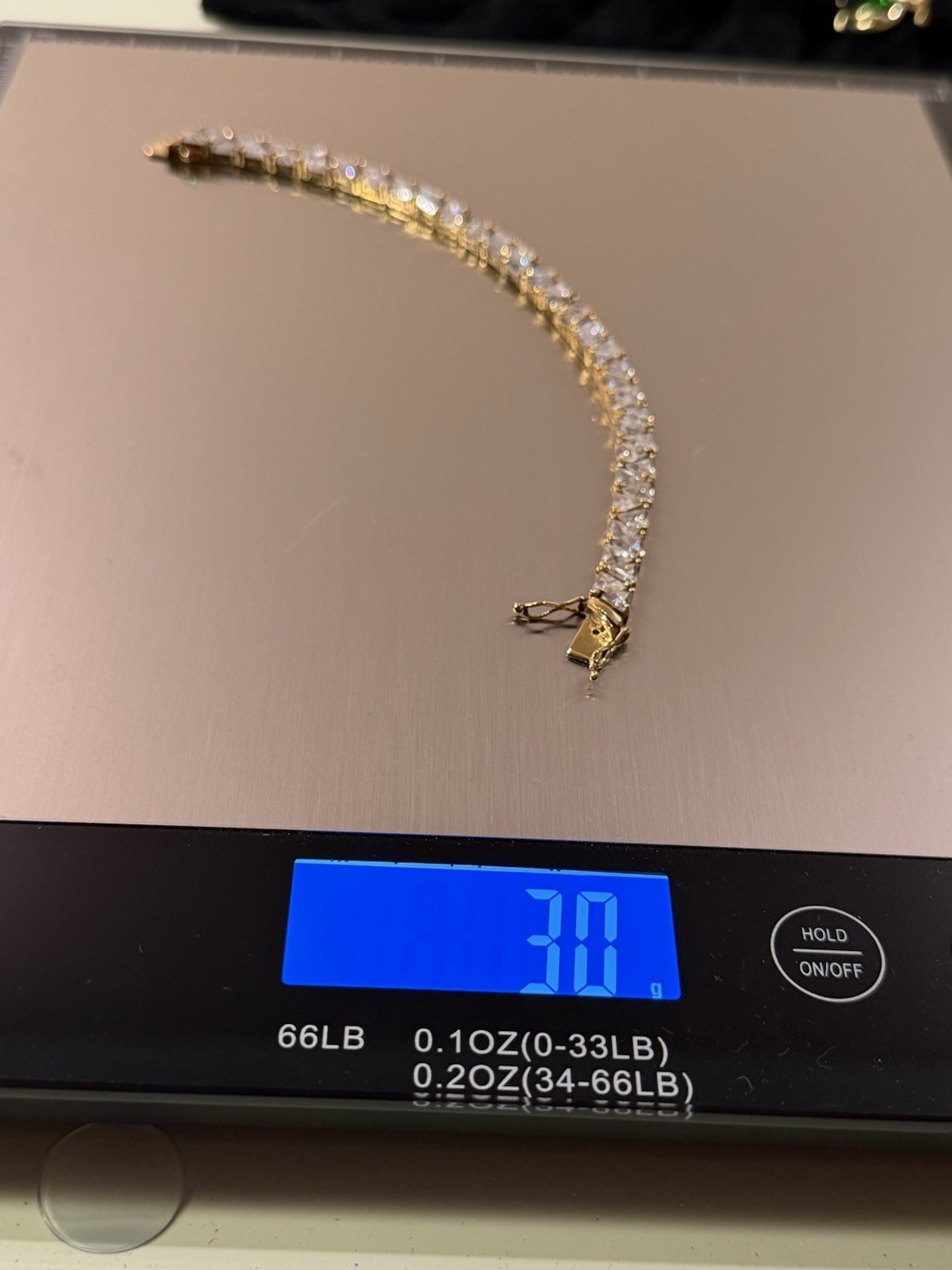 18k Gold Plate 925 Sterling Silver 30g Trillion Cut CZ Triangle TENNIS BRACELET