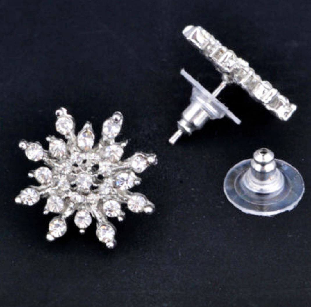 Sparkling STAR Rhinestone SNOWFLAKE Merry Christmas Betsey Johnson Earrings qt+2
