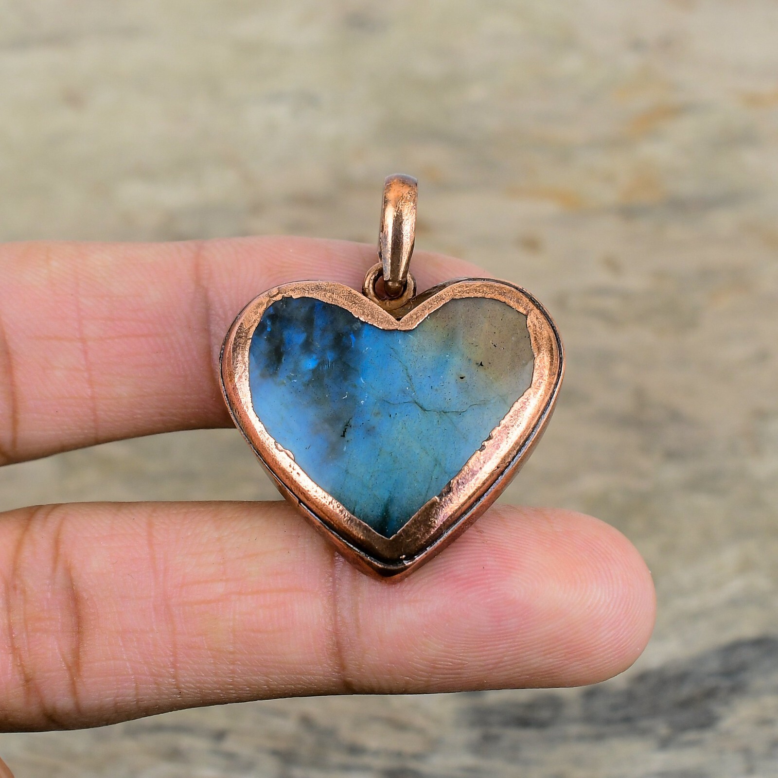 Labradorite Jewelry Copper Gift For Bridesmaid Electroformed Pendant 1.61″