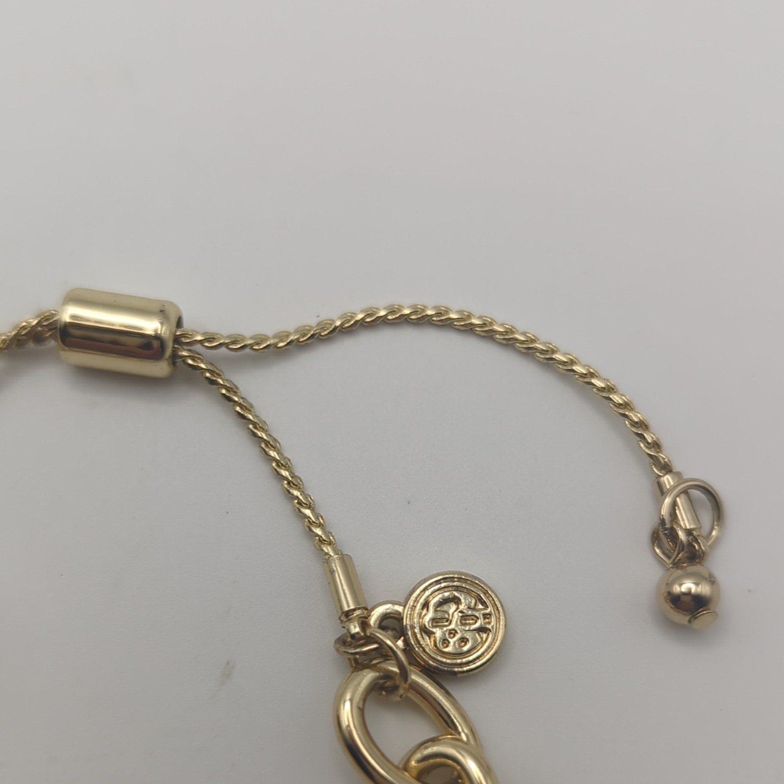Mary Kay Gold Tone Cable Chain Charm Bracelet, Adjustable Slide, Lock & Key