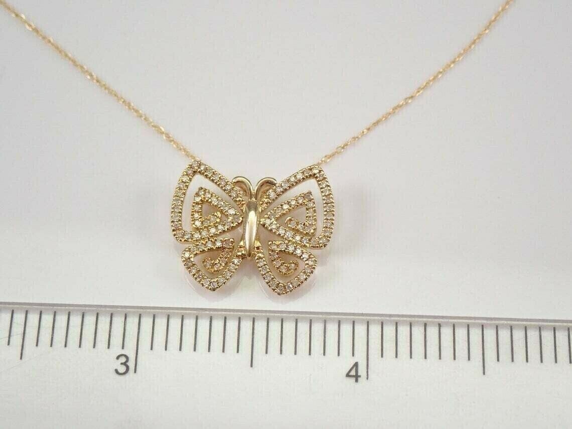 Round Cut Simulated Diamond Butterfly Shape Fancy Pendant 14K Yellow Gold Plated