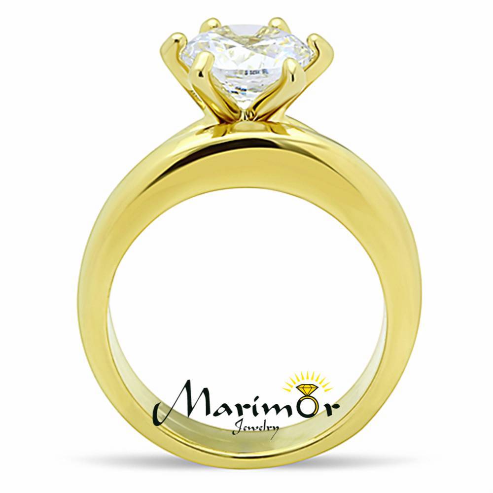 Stainless Steel Wedding Ring Set 2.05 Ct Round Cut CZ 14k GP Women’s Size 5-10