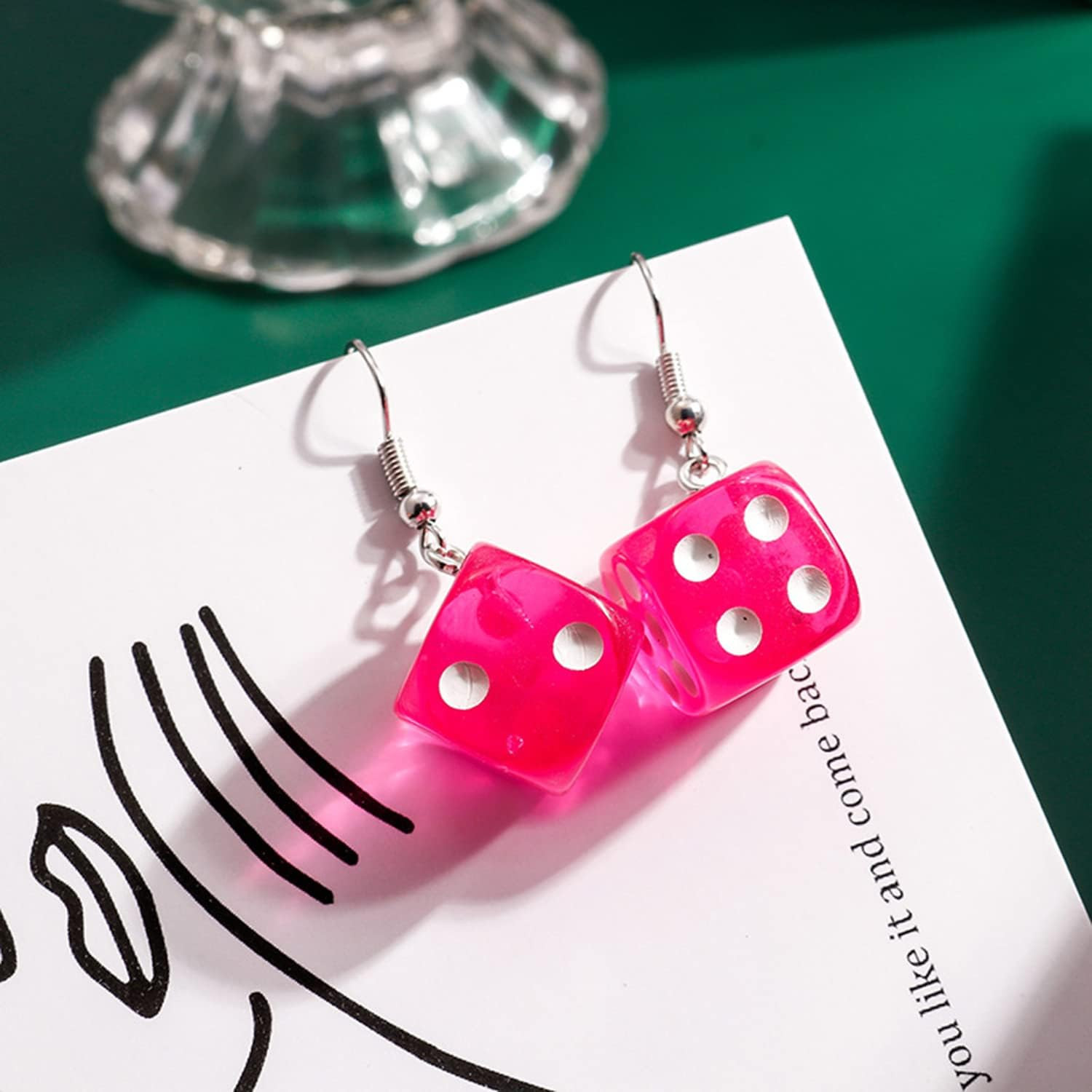 24 Pcs Assorted Resin Cubic Dice with Eyelet Loop Bracelet Earring Charms for Je