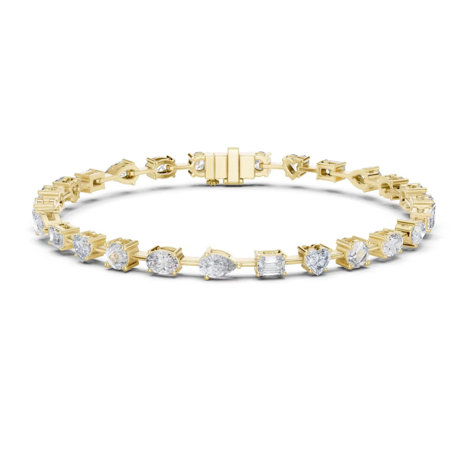 4 CT Multi-Shape CZ Diamond Tennis Bracelet, 5 Cut Mixed Shape Wedding Jewelry