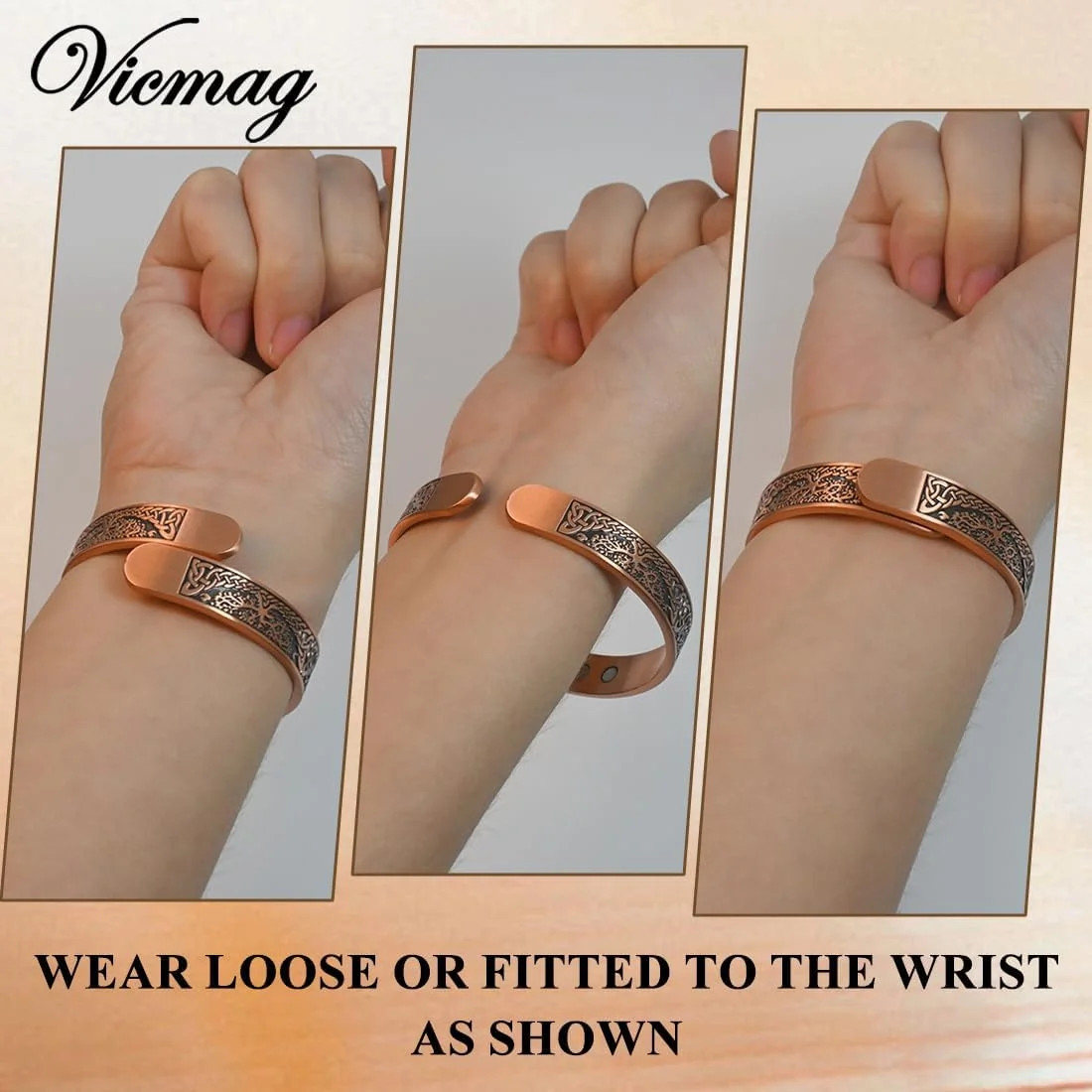 Vicmag Copper Magnetic Bracelet for Women Ultra Strength Magnetic Bracelets 99.9
