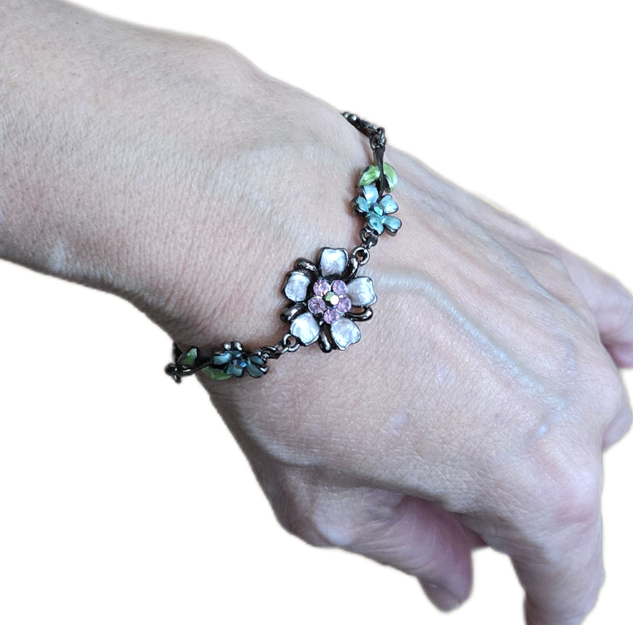 Wholesale Bracelets Lot of 12 Rhinestone Butterfly Flower Lobster Clasp Bracelet