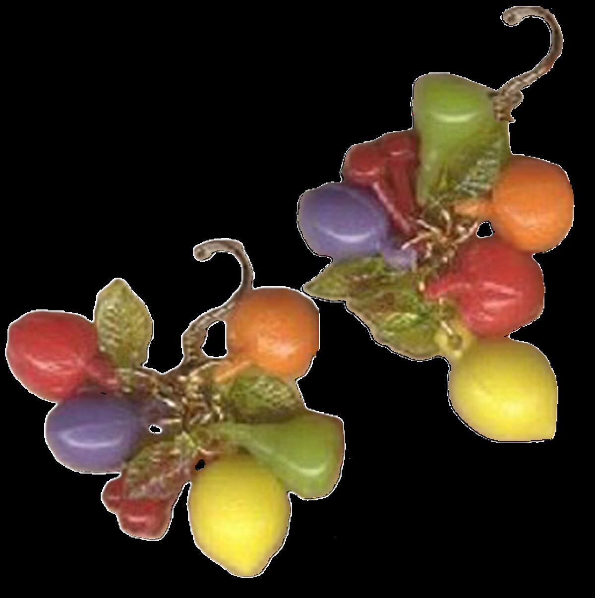 Funky Retro Luau TROPICAL FRUIT EARRINGS Beach Pool Vintage Novelty Food Jewelry