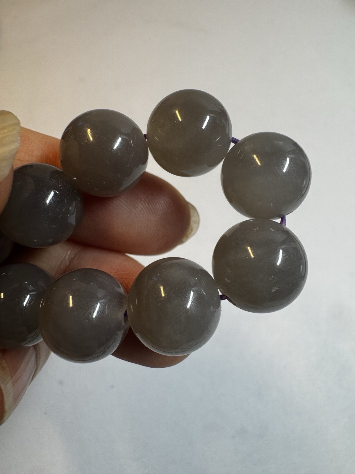 certified 12mm Hetian purple Jade Round beaded Bracelet New inbox free shipping