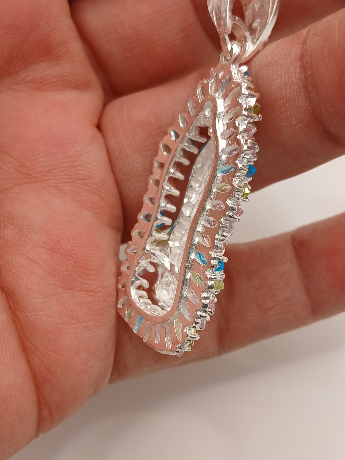 Silver 925 Virgen de Guadalupe Pendant Necklace whit 18″ cuban link Chain