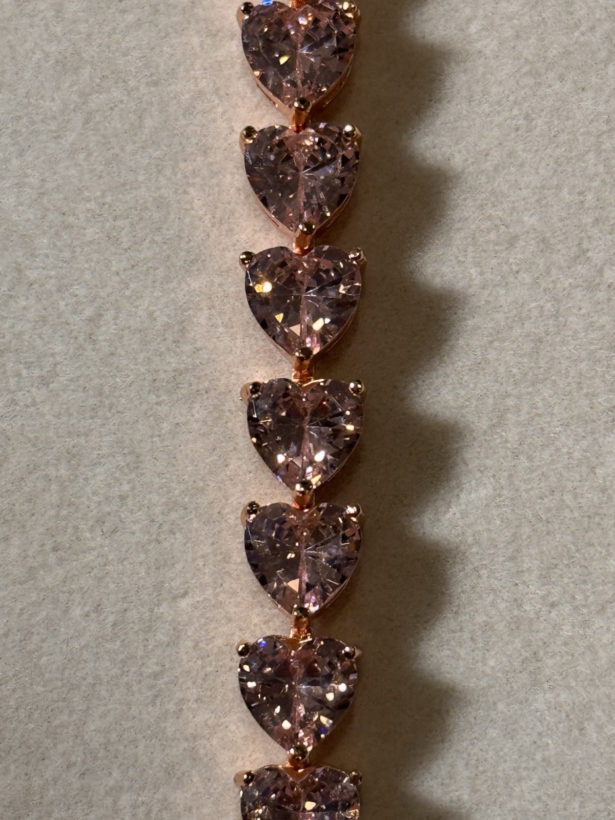 Pink Crystal Heart Tennis Bracelet 8 inch