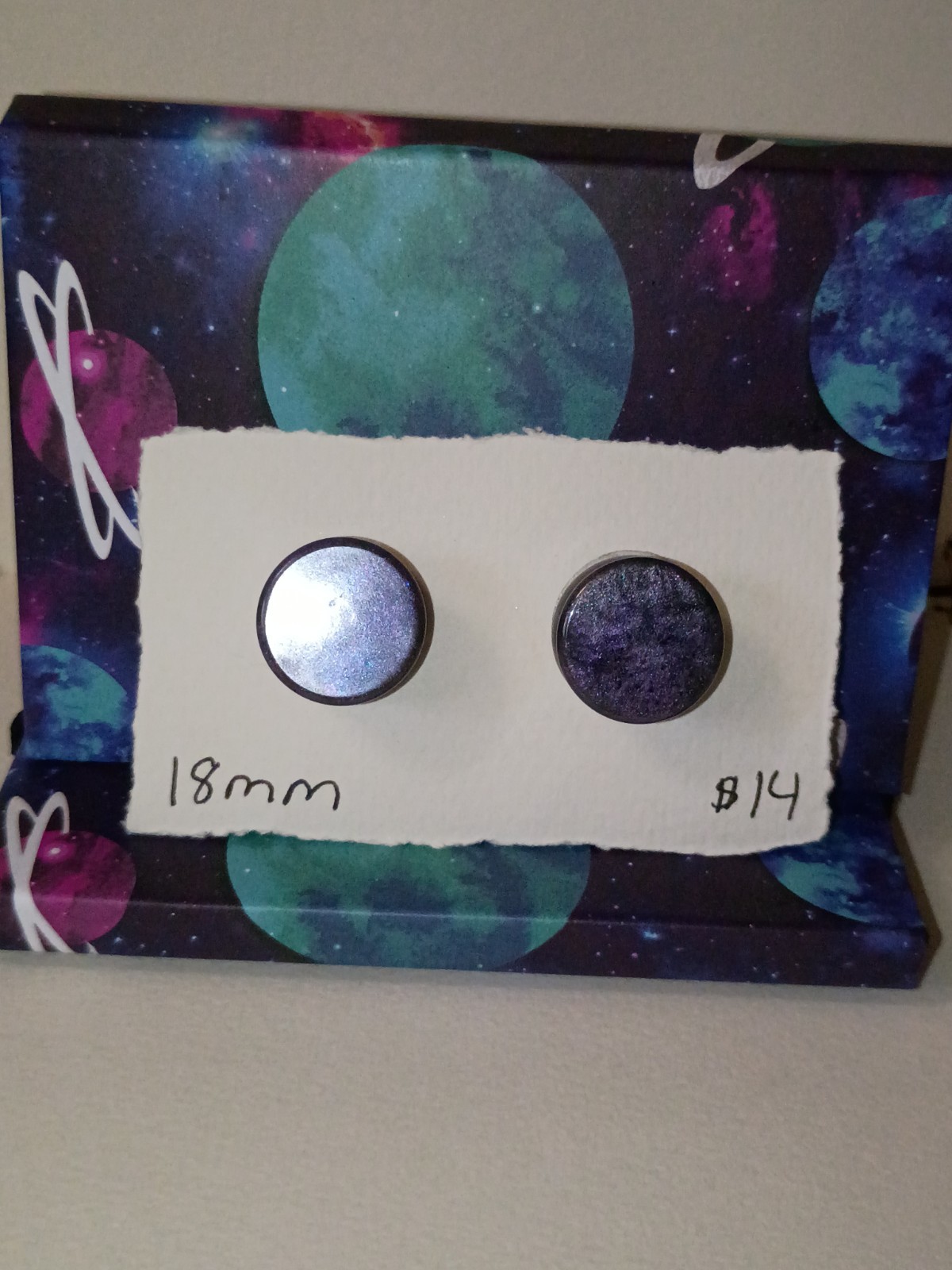 18mm Handmade Purple and Gray Mica Resin Ear Gauges | Shimmering Round Plugs