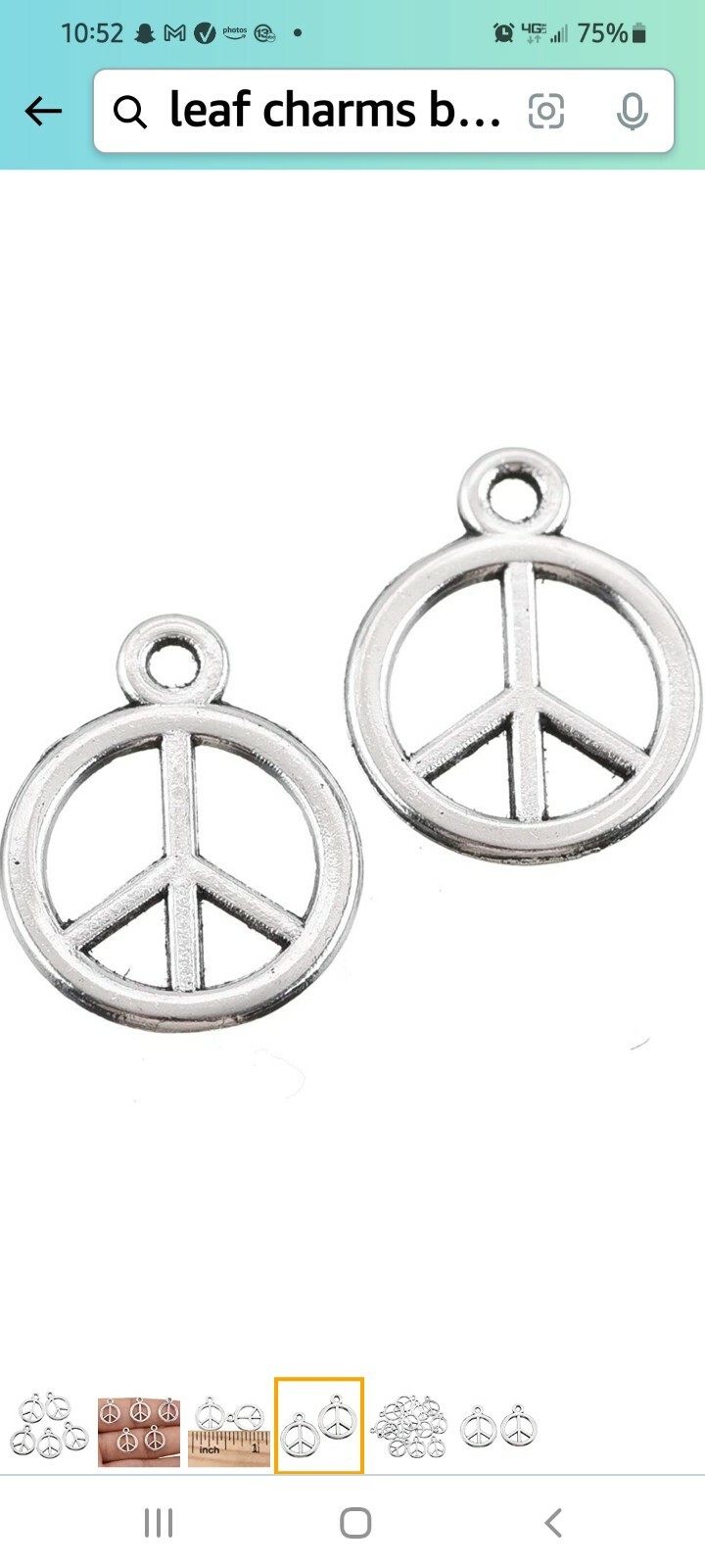 10 pcs Peace Signs Silver charms 15mm x 12mm new DIY dangle